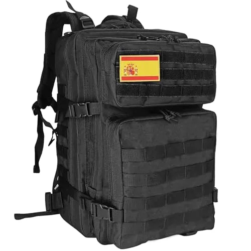 Oreunik Mochila Militar 45L Impermeable Táctica Mochila Molle Mochilas Gran Paquete de Asalto para Senderismo al aire libre, Camping, Senderismo, etc. (Negro)