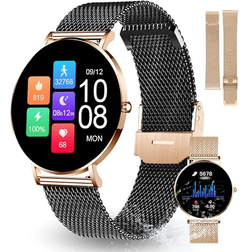 XCOAST SIONA 2 Smartwatch 42 mm Negro, Oro rosa