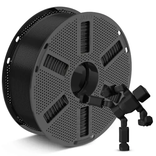 JAYO Filamento PETG 1.75 mm – 1.1 kg (2.43 lbs, Aprox. 360 m), Alta Tenacidad (Resistente a Golpes y Caídas), Buena Resistencia Química, Color Negro, Precisión ±0.02 mm, Bobinado Ordenado