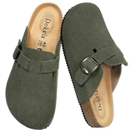 Zuecos y Mules Hombre Mujer Zapatillas Casa Cómodas Pantuflas de Piel