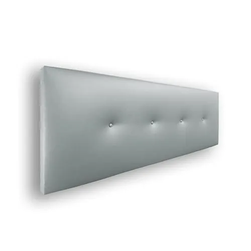 Silcar Home - Cabecero de Cama 150 Gris - Tapizado, Estructura Madera, Hilera Botones Estilo Moderno - Fácil Instalación, Acolchado Confort - 150 cm, Polipiel Gris