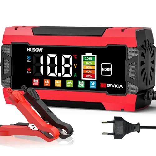 12V 10A Cargador de Batería de Coche,LiFePO4 Cargador de Batería de Moto
