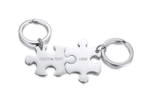 VNOX 2/3/4/5/6 Pcs Personalizar Amistad Personalizada/Amor Familia Rompecabezas Pareja Collares Pendientes/Llaveros/Pulseras para Lover Friend BFF,Joyas de Acero Inoxidable,Grabado Gratuito