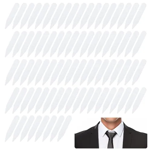 100 unidades de varillas para cuello de camisa, soporte para cuello de camisa, soporte de cuello de plástico, para camisas de hombre, camisa de hombre, pasador de cuello de PVC, pegatinas para hombre,