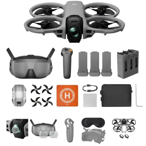 DJI Avata 360 Motion Fly More Combo mit Bundle, dron con imagen 8K de 1 pulgada, drone de cámara de 360°, gafas N3 y RC Motion 3 con protección de hélice, 3 baterías（Charger + Clean Kit + 2 Lights）