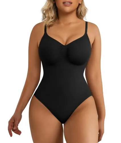 SHAPERX Body Moldeador Mujer Shapewear Fajas Reductoras Control de Abdomen Bodysuit lnvisible Posparto, UK-SZ5215-Black-XXS/XS