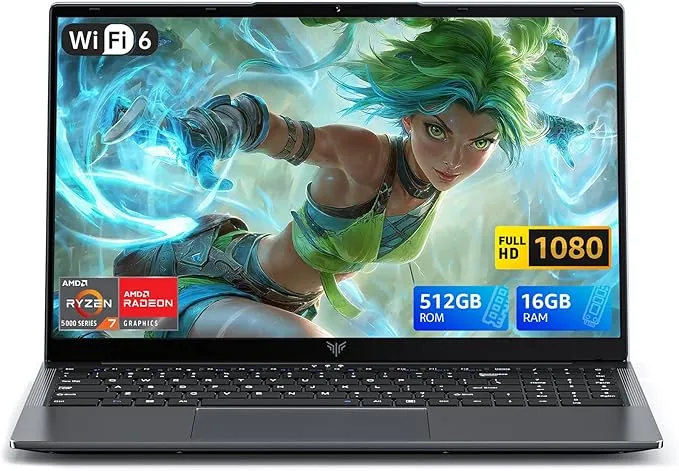 ACEMAGIC 15,6 Pulgadas Ordenador Portátil Procesador Ryzen 7 5700U hasta 4,3 GHz, 8 Núcleos 16 Hilos, 16GB DDR4 512GB SSD Expansión 2TB, Portatil FHD, WiFi 6, BT5.2, HDMI, Type-C, USB, Laptop Gris