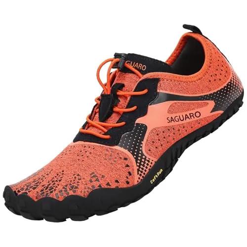 SAGUARO Zapatos Barefoot Hombre Zapatillas Minimalistas Mujer Calzado Trail Running Naranja 39