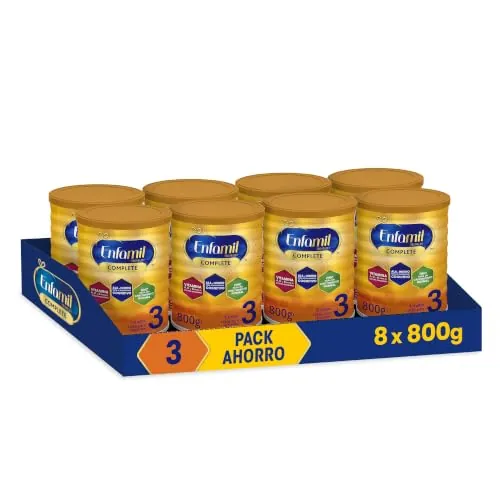 Enfamil Pack Ahorro, Enfamil Premium Complete 3, Preparado Lácteo Infantil de Crecimiento Para Lactantes Niños de 1 a 3 años, 8x800 gr
