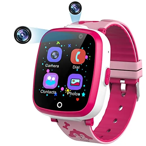 Diswoe Reloj Inteligente Niños, Smartwatch Niña con Juego, Cámara, Música, SOS, Despertador, Teléfono, con Pantalla Táctil y Protector para Niños de 3-12 Años (Rosa)