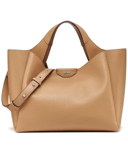 DKNY Damen Willa Satchel 100% poliuretano, capuchino, Large