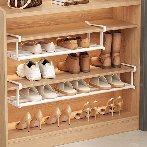 ViWaVee Organizador Zapatos Extensible (40-70 cm) - Soporte Colgante Ajustable para Armario, Zapatero, Cocina y Baño - Blanco 1 Capa