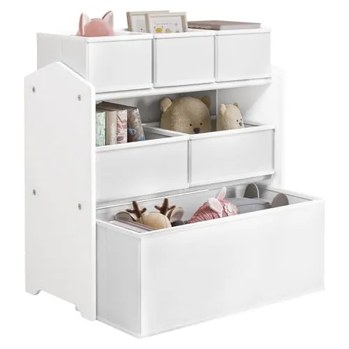 Lestarain Organizador de Juguetes para Niños, Estanteria Infantil de Almacenaje de 9 Cajas, Mueble Infantil de 3 Niveles, Estantería para Habitación, Sala de Juegos y Guardería, Blanco, 92x60x30 cm