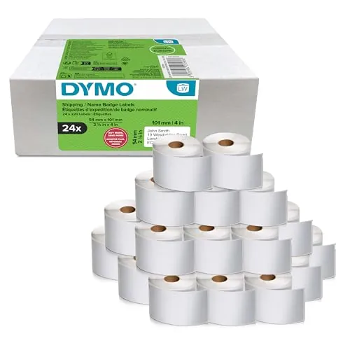 DYMO LW Etiquetas grandes de envío/identificación, 54mm x 101mm, 24 x 220 | 24 rollos de 220 (5.280 etiquetas autoadhesivas de fácil despegue) para impresoras de etiquetas LabelWriter