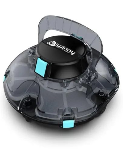 WINNY POOL CLEANER Winny 200 – Robot Limpiafondos Inalámbrico, Doble Filtración, Estacionamiento Aut., 75 Min Autonomía, Piscinas Desmont. hasta 60 M², Compacto Y Ligero(Negro translúcido)