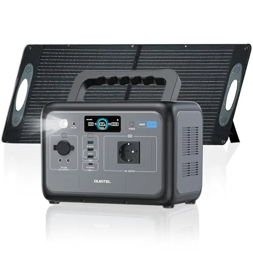 OUKITEL P800 Estación de Energía Portátil 800 W con 100 W Panel Solar, Generador Solar con Batería Lifepo4 512 Wh, Generador con Salidas USB A Y C, Potencia Máxima de 1600 W, Ideal Para Acampadas