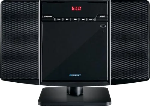 Beatfoxx Equipo de Música Vertical MCD-60 (Reproductor CD/MP3, USB, Bluetooth, Entrada Aux, Montaje de Pie o Pared, Incluye Mando a Distancia) Negro