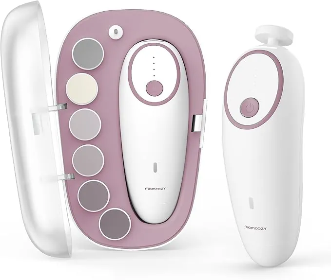 Momcozy Lima de Uñas Eléctrica para Bebés, Cortauñas Eléctrico Suave y Silencioso, Recargable con Luz LED, 7 Cabezales de Pulido, para Recién Nacidos y Niños