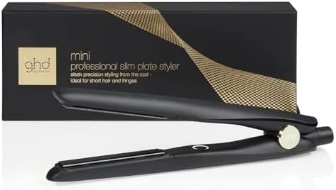 ghd mini styler - Plancha de pelo profesional para cabello corto y flequillo con placas de 12,7mm de ancho, unisex para mujer u hombre, peinados de precisión, placas cerámicas, negro