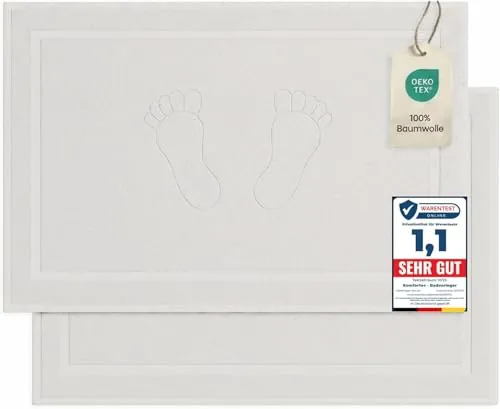Komfortec 2 Alfombras de Baño de Algodón, 50x80, Blanco