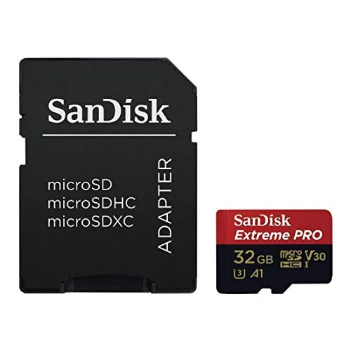 SanDisk Extreme PRO - Tarjeta de memoria de 32 GB microSDHC UHS-I + adaptador SD, velocidad de lectura hasta 100 MB/s, Clase 10, U3, V30 y A1