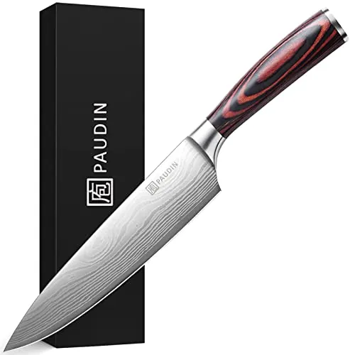 PAUDIN Cuchillos cocina profesional de 20 cm, cuchillo de chef para chef, cuchillo multiusos de acero inoxidable al carbono, hoja súper afilada con mango ergonómico, Cuchillos de Cocina