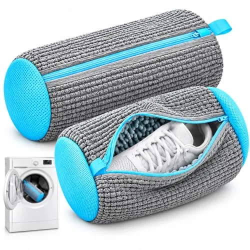 CNMTCCO 2 Bolsas para Lavar Zapatillas en Lavadora, Bolsa Lavadora Zapatillas Reutilizable con Cremallera Oculta, Red de Limpieza 360° para Zapatos de Deporte y Tenis