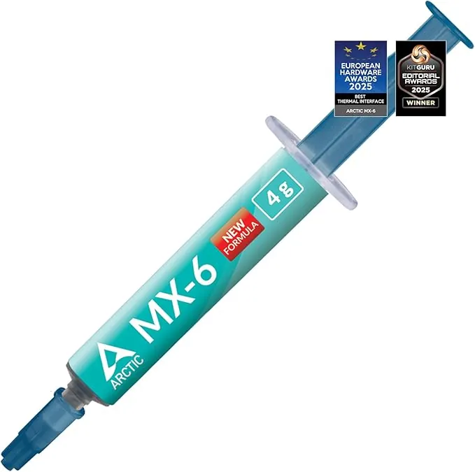 ARCTIC MX-6 (4 g) - Ultimate Performance Thermal Paste para CPUs, Consolas, Tarjetas gráficas, Portátiles, Muy Alta conductividad térmica, Larga duración, No conductiva, No capacitiva