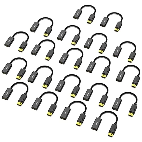 BENFEI Adaptador Displayport a HDMI 20 paquetes, Convertidor DP a HDMI Macho a Hembra con Audio para Lenovo, DELL, HP, ASUS y Otras Marcas