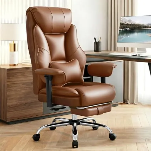 WOLTU Sillón Ejecutivo Ergonómica, Silla Oficina, Asiento PU, Marrón