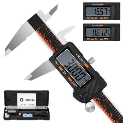HARDELL Calibre Digital, 150mm Pie de Rey Digital Electrónico de Acero Inoxidable, Calibrador Digital con Pantalla LCD Grande, MM/Pulgadas Conversión, Calibre Digital Profesional para Industria/Hogar