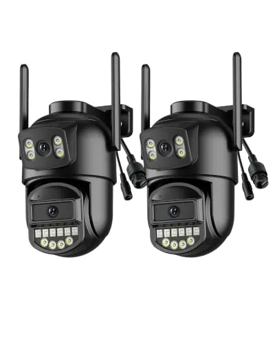 ANBIUX Camara Vigilancia WiFi Exterior, Doble Lente, 6MP, 2.4/5Ghz Camara Vigilancia,360°, PTZ,Ethernet,Interior, Cable,Visión Nocturna Color,Two-Way Audio,Detección Humana,IP66,2P