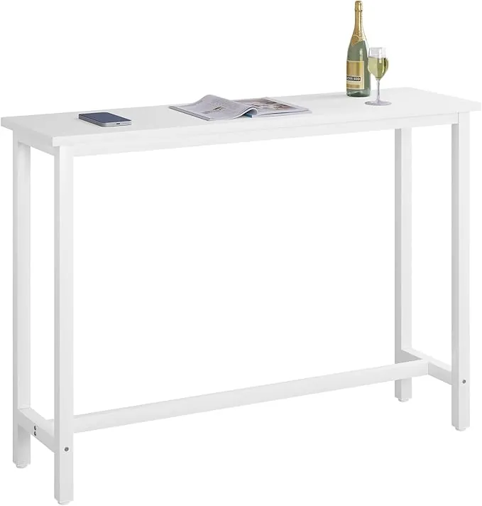 WOLTU Mesa de Bar de Bistro de Comedor con Estructura de Metal, 140x40x100cm (WxDxH) Blanco