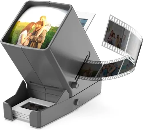 Visor de Diabetes de 35 mm, Aumento x 3 y visión de Mesa iluminada por LED y Funcionamiento con Pilas – para Diapositivas de 35 mm y negativas de película Positiva (4 Pilas AA Incluidas en la