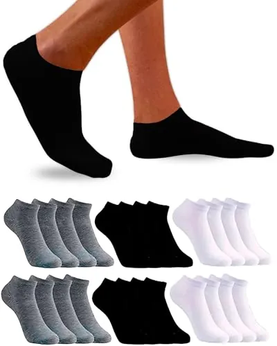 DIVABONNA 12 Pares Calcetines Tobilleros Hombre Mujer - Calcetines Cortos Hombre Mujer Cómodos de Algodón Transpirable (40-46, Surtidos)