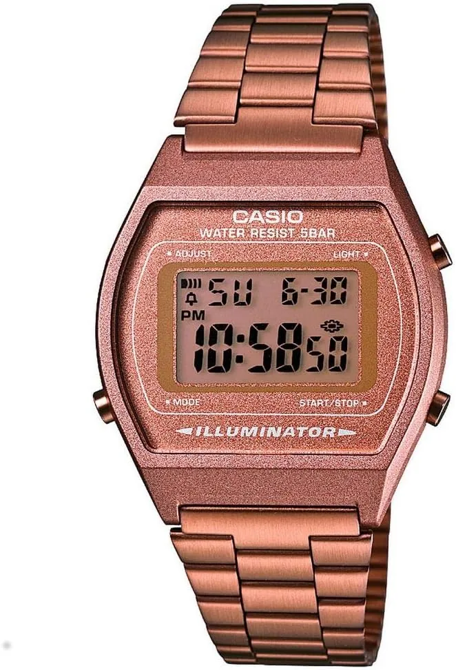 Casio Reloj digital unisex retro B640WB con correa de acero inoxidable
