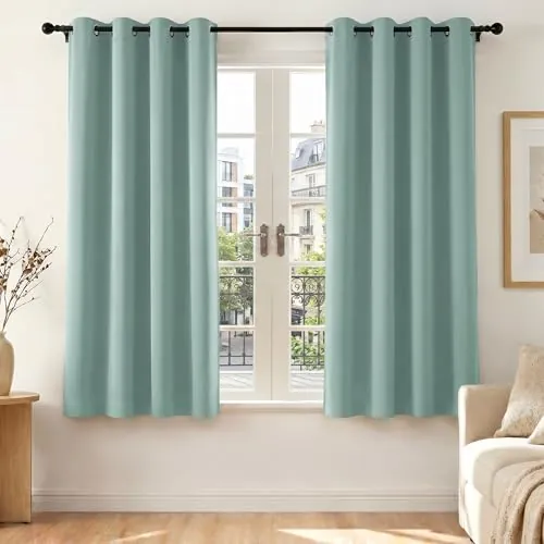 Deconovo Cortinas Opacas Térmicas para Dormitorio, 2 Piezas, 140x160 cm