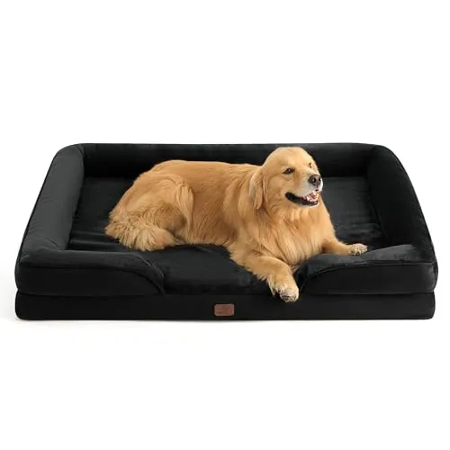 Bedsure Cama ortopédica Suave y Lavable para Perros XXL, 132x104cm, Negro