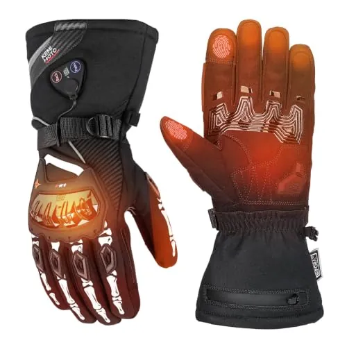 KEMIMOTO Guantes Calefactables Moto Impermeables, 3000 mAH, Doble Zona | Doble Zona Control Independiente, Retención de Calor Desde -20℃ a -5℃, 3000mAh Baterías, Moto, Uso Diario, Esquí, Camping