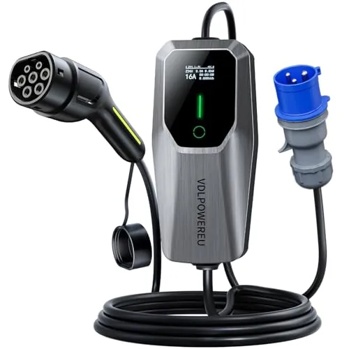 VDLPOWEREU Cargador Coche Electrico 7.36KW, Tipo 2 de Carga para Vehículos Eléctricos con Cable, Cargadores para Vehículos Eléctricos, Corriente Ajustable 6A - 32A, CEE de 3 Pines, IEC 62196-2, IP65
