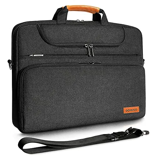 DOMISO Bolso Bandolera para Portátiles y Gaming de 17-17.3 Pulgadas | Resistente al Agua | Funda Maletín Compatible con MSI, ASUS ROG, Acer Nitro, Dell G Series, HP Omen | Negro