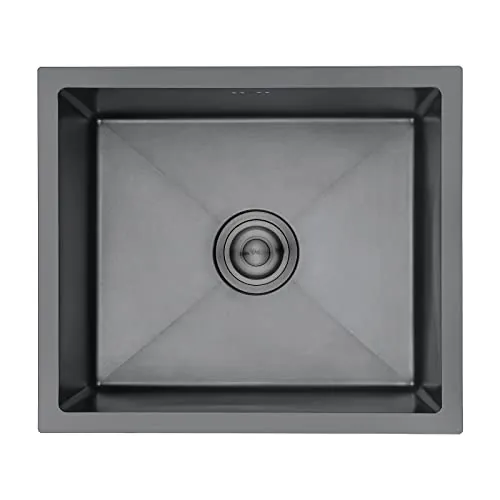 Ibergrif, M85043B Fregadero Cocina 50 x 43 cm, Fregadero Bajo Encimera o Sobre Encimera con Filtro de Drenaje, Acero Inoxidable, Gris Oscuro