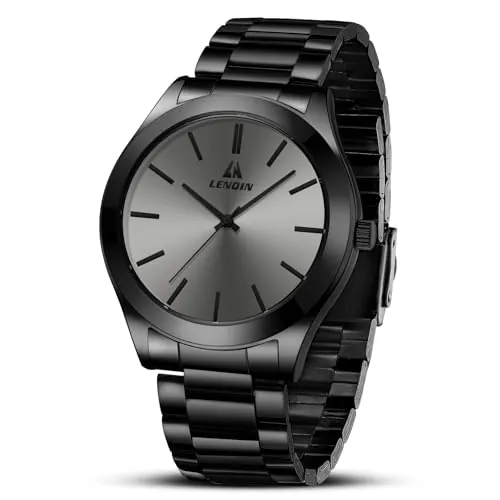 LN LENQIN Reloj Hombre Relojes De Acero Inoxidable para Hombres Relojes De Pulsera Impermeables para Hombres Reloj De Cuarzo Analógico De Diseño De Negocios De Moda (Todo Negro)