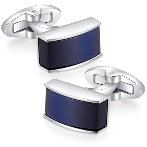 HONEY BEAR Gemelos Opal Azul Rectángulo para Hombres Regalo de Boda de Negocios