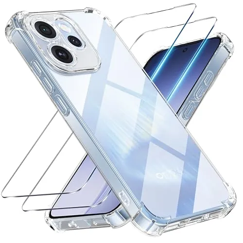 Tentoki Funda para OPPO Reno 15 FS 5G / 15 F 5G, 2 Piezas Cristal Templado