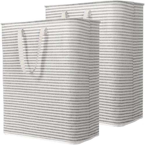Lifewit Cesto Ropa Sucia, Cesta Ropa Sucia Impermeable con Asas Extendidas, Laundry Basket, Cubo Ropa Sucia Plegable, Bolsa Ropa Sucia para Baño, Dormitorio, Lavadero, 125L, Gris, Paquete de 2