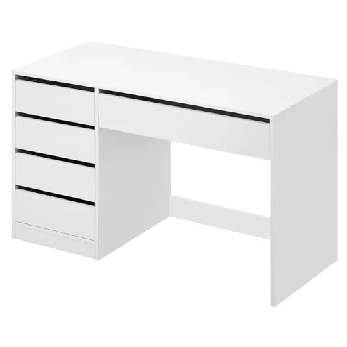 eSituro Escritorio con 5 Cajones, MDF, 120x55x75 cm, Blanco