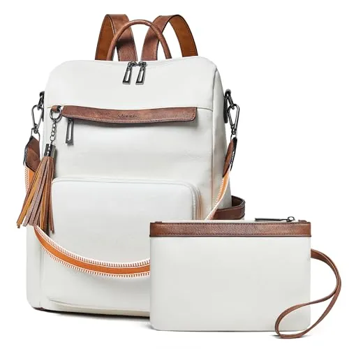 Shrrie Mochila de piel vegana para portátil de 15,6 pulgadas para mujer. Mochila de trabajo, mochila de viaje de moda para viajes, universidad, trabajo