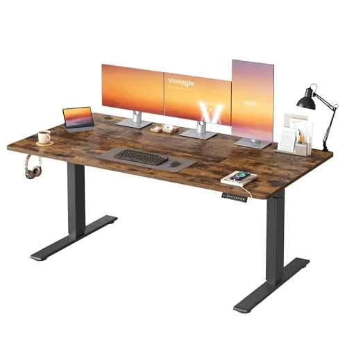 VASAGLE Escritorio Elevable Eléctrico con Motor Silencioso y Puerto USB-C