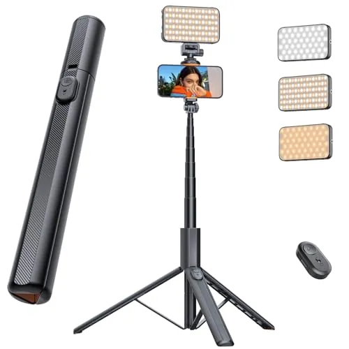ANXRE 180cm Tripode para Movil con Luz, Control Remoto,Palo Selfie Monopies